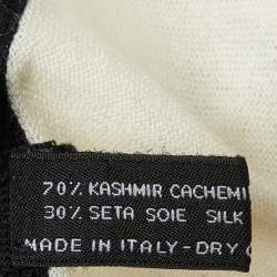 Pre Owned Chanel Cream CC Embroidered Cashmere & Silk Knit Scarf