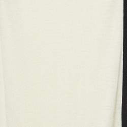 Pre Owned Chanel Cream CC Embroidered Cashmere & Silk Knit Scarf