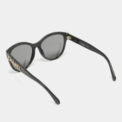 Chanel Black 5458 Logo Polarized Butterfly Sunglasses
