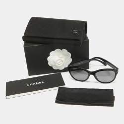 Chanel Black 5458 Logo Polarized Butterfly Sunglasses
