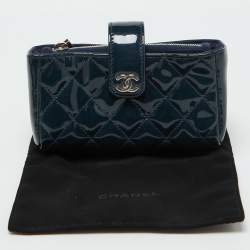 Chanel Blue Quilted Patent Leather CC Phone Holder Pouch