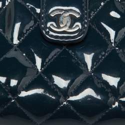 Chanel Blue Quilted Patent Leather CC Phone Holder Pouch