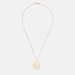 Pre Owned Chanel CC Faux Pearl Crystals Gold Tone Pendant Necklace