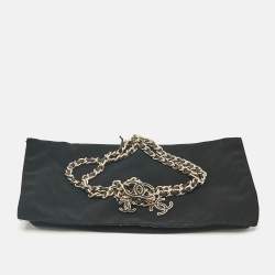 Pre Owned Chanel CC Black Leather Gold Tone Charm Chain Belt