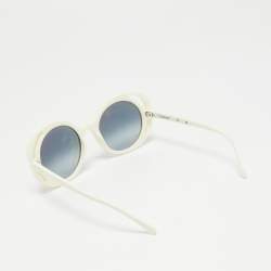 Pre Owned Chanel Off White/Black Gradient CC Round Sunglasses