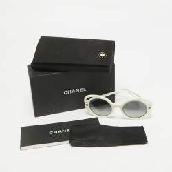 Pre Owned Chanel Off White/Black Gradient CC Round Sunglasses