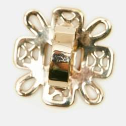 Chanel Strass CC Crystals Gold Tone Ring Size 55