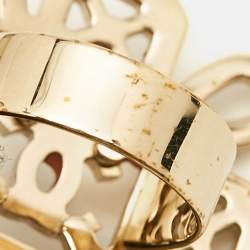 Chanel Strass CC Crystals Gold Tone Ring Size 55