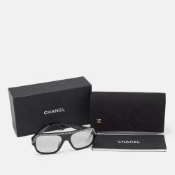 Chanel Black Gradient CC Crystals Square Sunglasses
