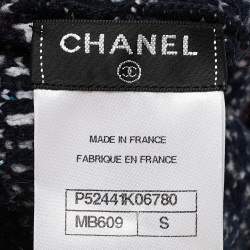Chanel Navy Blue Wool Blend Knit Pom Pom Beanie S