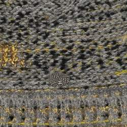 Chanel Grey/Yellow Wool Blend Knit Pom Pom Beanie M