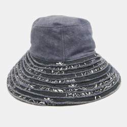 Chanel Blue Denim Patchwork Bucket Hat Size 57