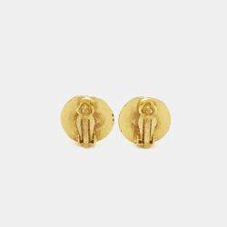 Pre Owned Chanel CC Gold Tone Clip On Earrings