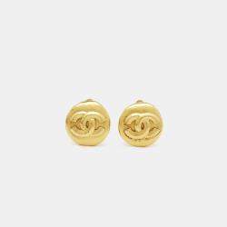 Pre Owned Chanel CC Gold Tone Clip On Earrings
