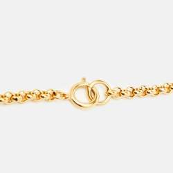 Pre Owned Chanel CC Heart Gold Tone Necklace