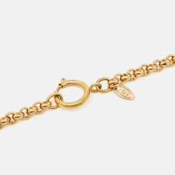 Chanel CC Gold Tone Round Pendant Long Necklace