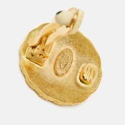 Pre Owned Chanel CC Vintage Gold Tone Clip on Earrings