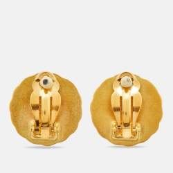 Pre Owned Chanel CC Vintage Gold Tone Clip on Earrings
