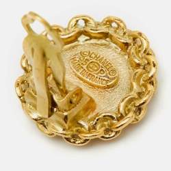 Chanel CC Gold Tone Clip On Earrings