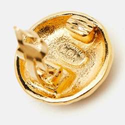 Chanel CC Gold Tone Metal Clip On Earrings