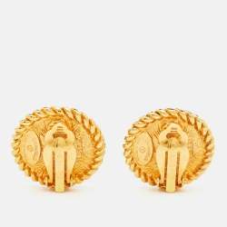 Pre Owned Chanel CC Resin Gold Tone Clip On Earrings