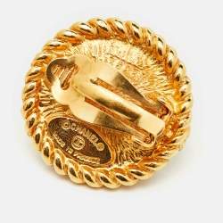 Pre Owned Chanel CC Resin Gold Tone Clip On Earrings
