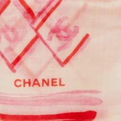 Chanel White/Pink CC Print Cashmere Shawl