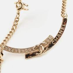 Pre Owned Chanel CC Crystals Gold Tone Choker Necklace