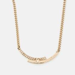 Pre Owned Chanel CC Crystals Gold Tone Choker Necklace
