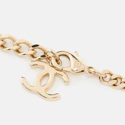 Pre Owned Chanel CC Crystals Gold Tone Choker Necklace