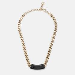 Pre Owned Chanel Resin Crystals Gold Tone Choker Necklace