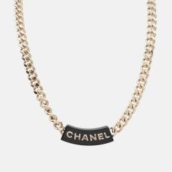 Pre Owned Chanel Resin Crystals Gold Tone Choker Necklace