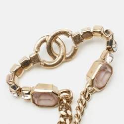 Pre Owned Chanel CC Crystals Gold Tone Choker Necklace