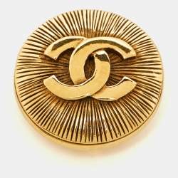 Pre Owned Chanel CC Vintage Gold Tone Brooch
