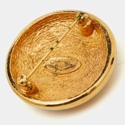 Pre Owned Chanel CC Vintage Gold Tone Brooch