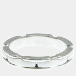 Chanel Silver Ceramic 18k White Gold Ultra Collection Ring Small Size