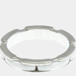 Chanel Silver Ceramic 18k White Gold Ultra Collection Ring Small Size
