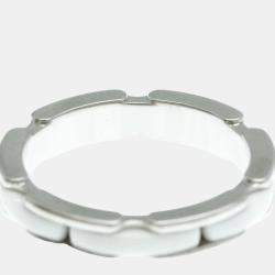 Chanel Silver Ceramic 18k White Gold Ultra Collection Ring Small Size