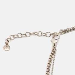 Pre Owned Chanel  Coco Love Double Strand Silver Tone Long Necklace