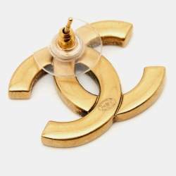 Pre Owned Chanel CC Gold Tone Earrings