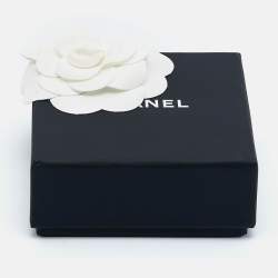 Pre Owned Chanel Letter Logo Crystals Gold Tone Earrings