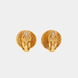 Pre Owned Chanel CC Vintage Gold Tone  Earrings
