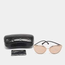Pre Owned Chanel Rose Gold/Brown Mirrored 422 Cat Eye Sunglasses