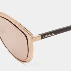 Pre Owned Chanel Rose Gold/Brown Mirrored 422 Cat Eye Sunglasses