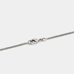 Chanel CC Enamel Faux Pearl Silver Tone Pendant Necklace