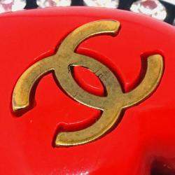 Chanel Heart Rhinestone Clip-On Earrings