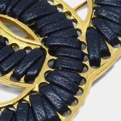 Chanel Black Gold CC Brooch Pin