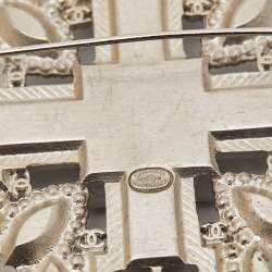 Chanel CC Crystal Silver Tone Brooch