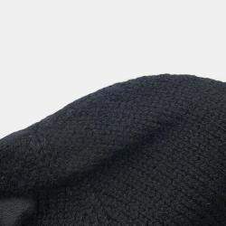Chanel Black Cashmere Rhinestone CC Logo Heart Motif Knit Cap