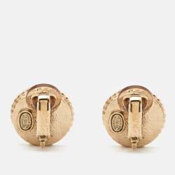 Pre Owned Chanel CC Two Tone Metal Clip on Earrings